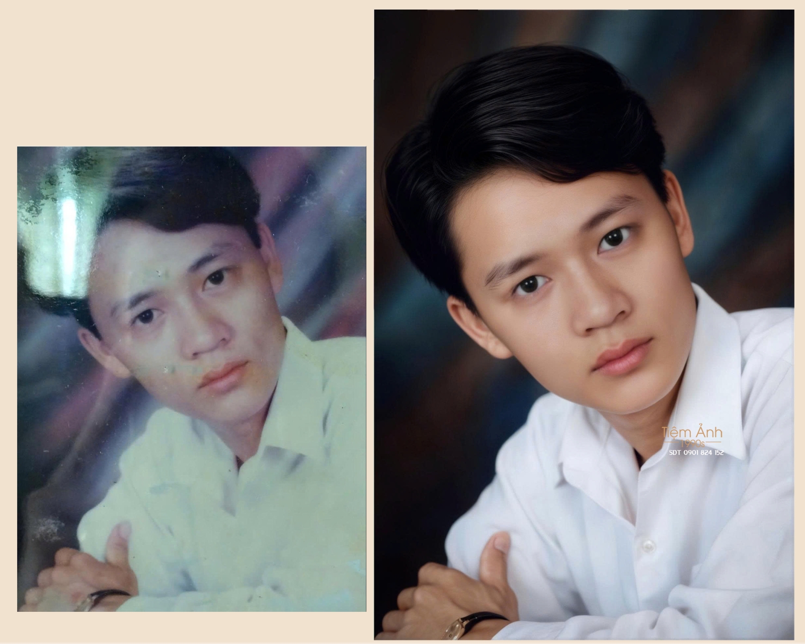 Phục hồi ảnh cũ bị chóe kính mất ảnh gốc