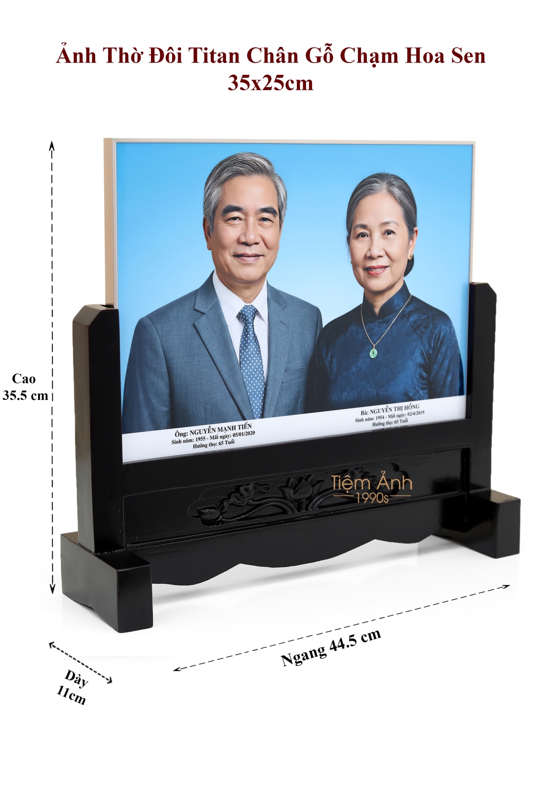 Chân dung thờ đôi 35x25cm viền titan