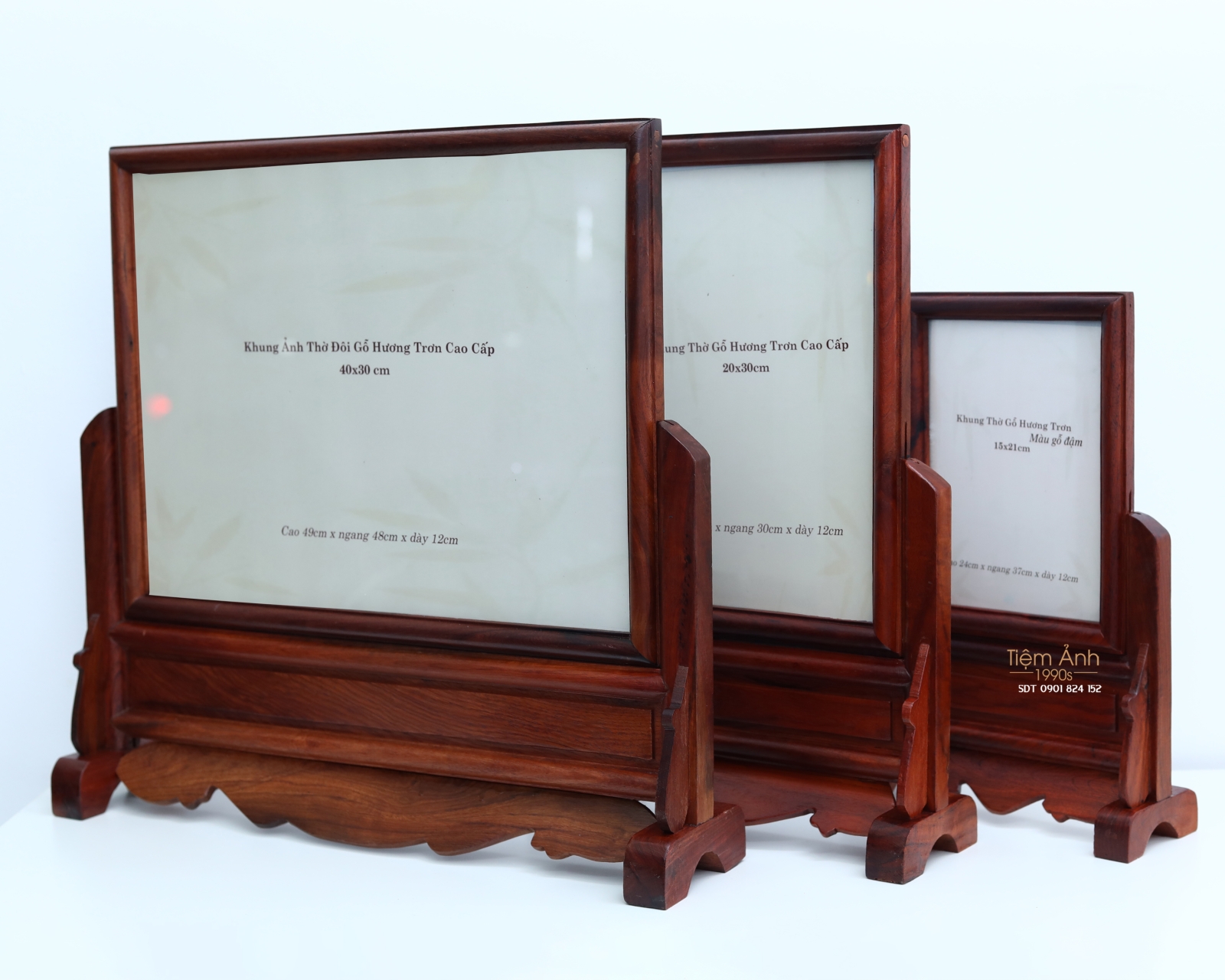 Khung thờ gỗ hương đôi trọn bộ