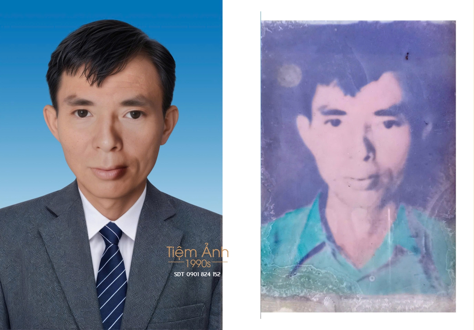 Làm ảnh thờ gia tiên từ phục hồi ảnh cũ 