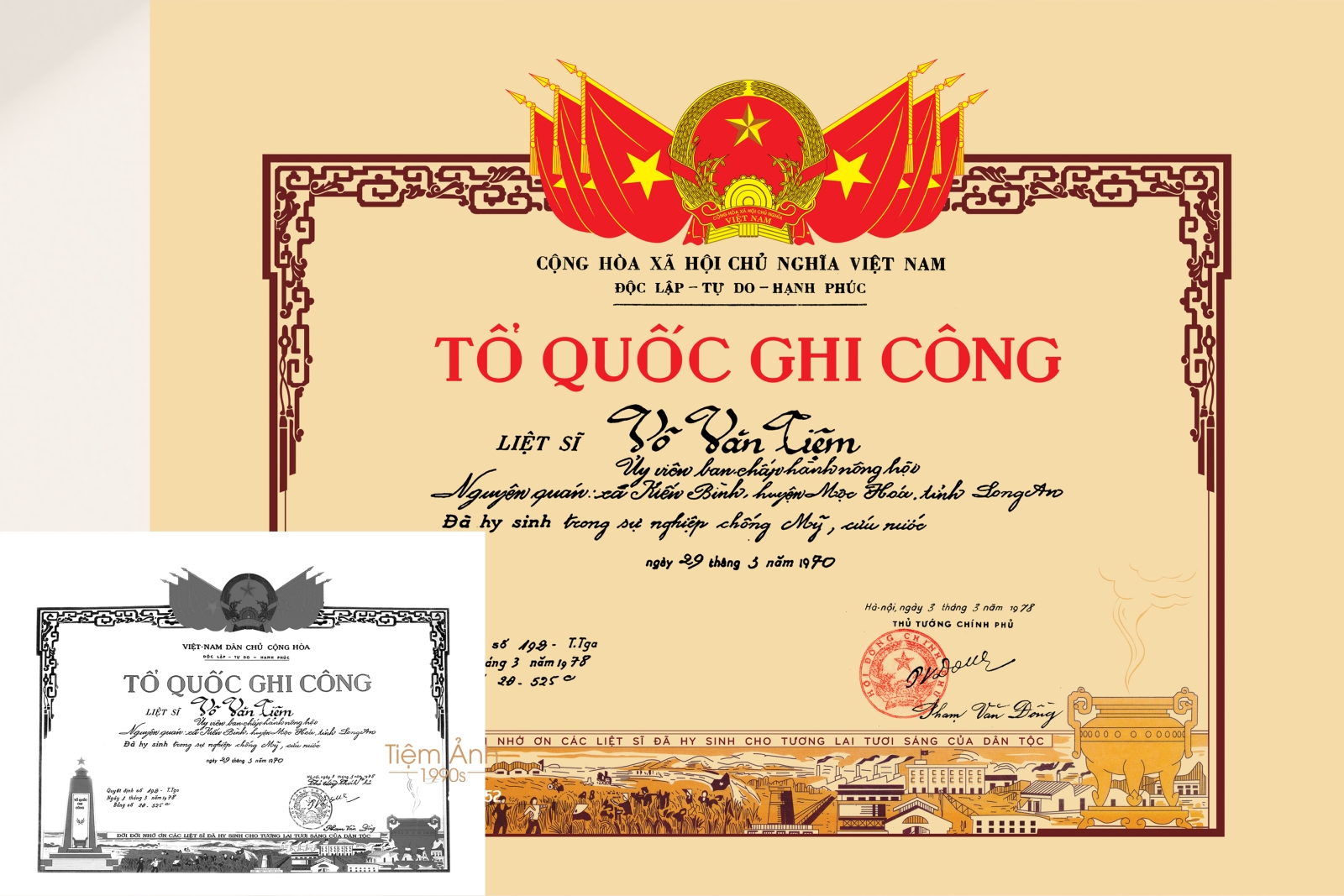 Phục hồi bằng Tổ Quốc Ghi Công chỉ còn bảng photo