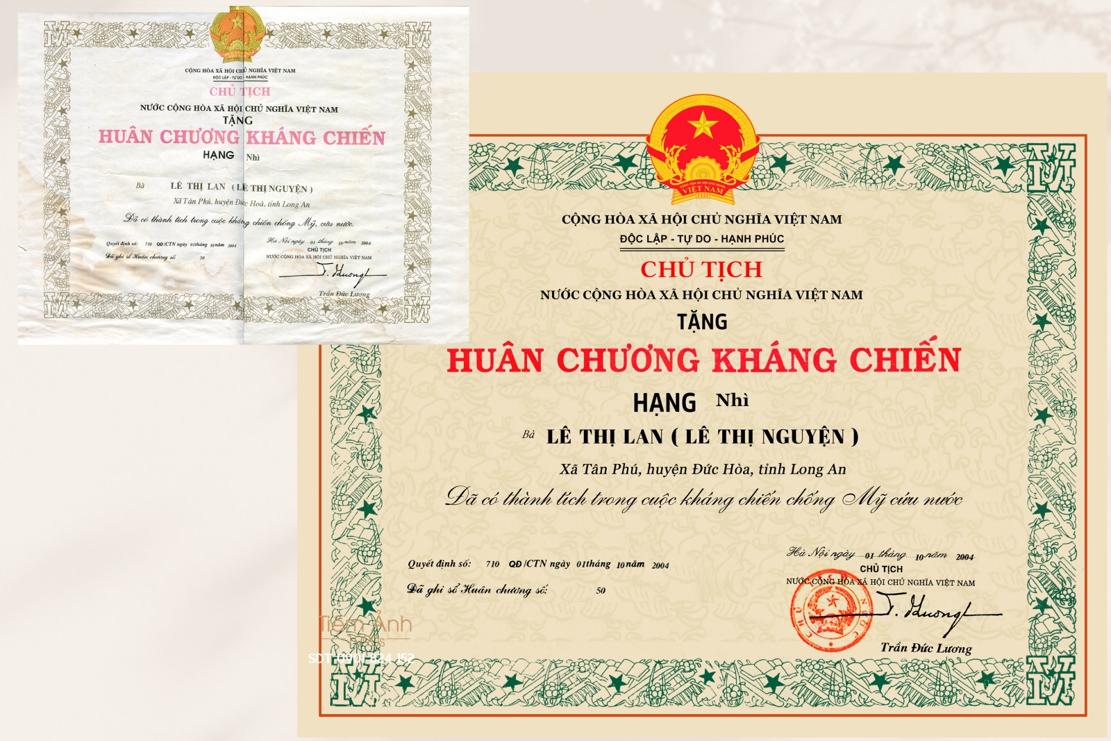 Phục hồi huân chương kháng chiến cũ bảng cấp lại 