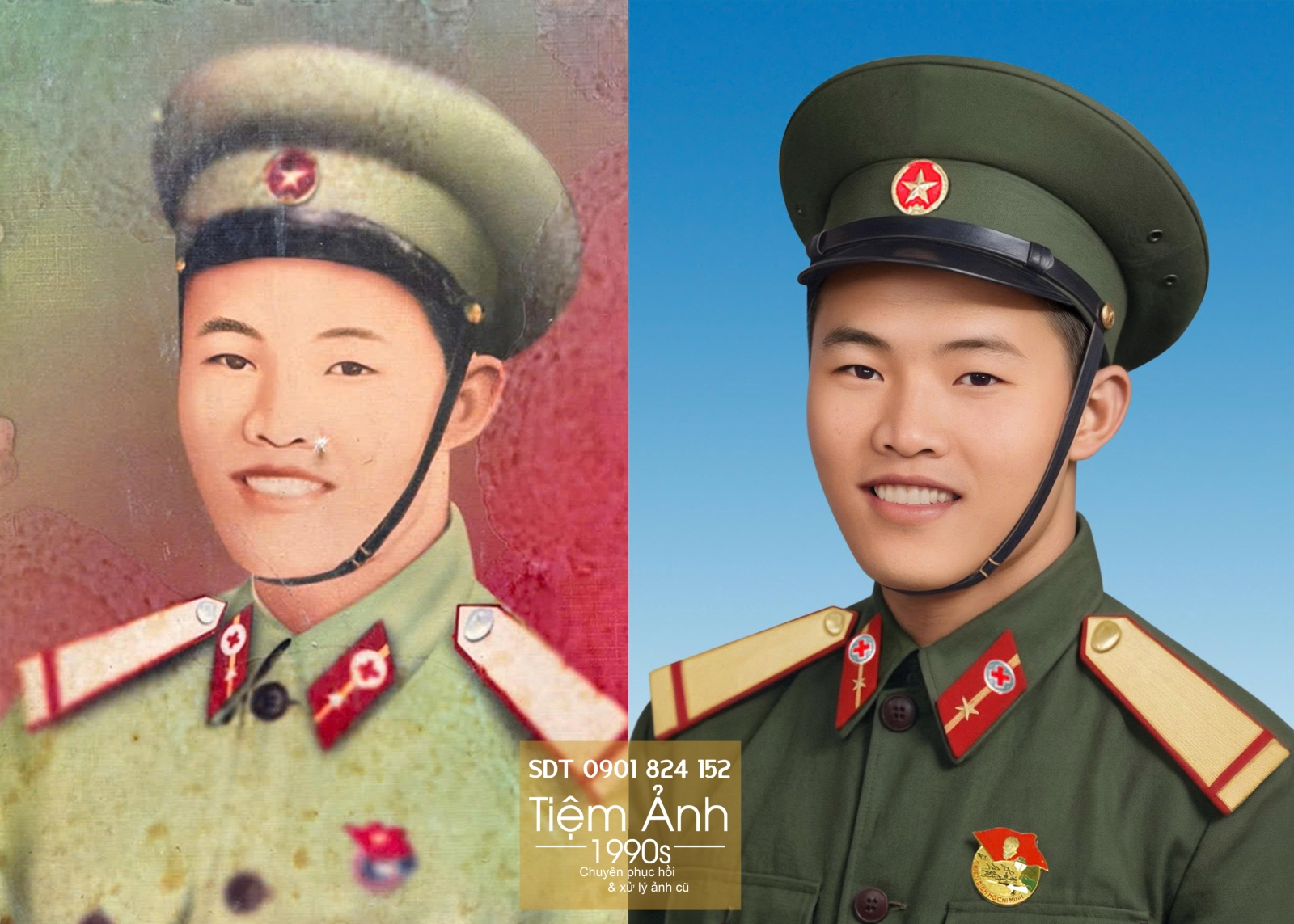 Kỹ thuật viên thực hiện phục hồi ảnh cũ chuyên nghiệp tỉ mỉ từng chi tiết