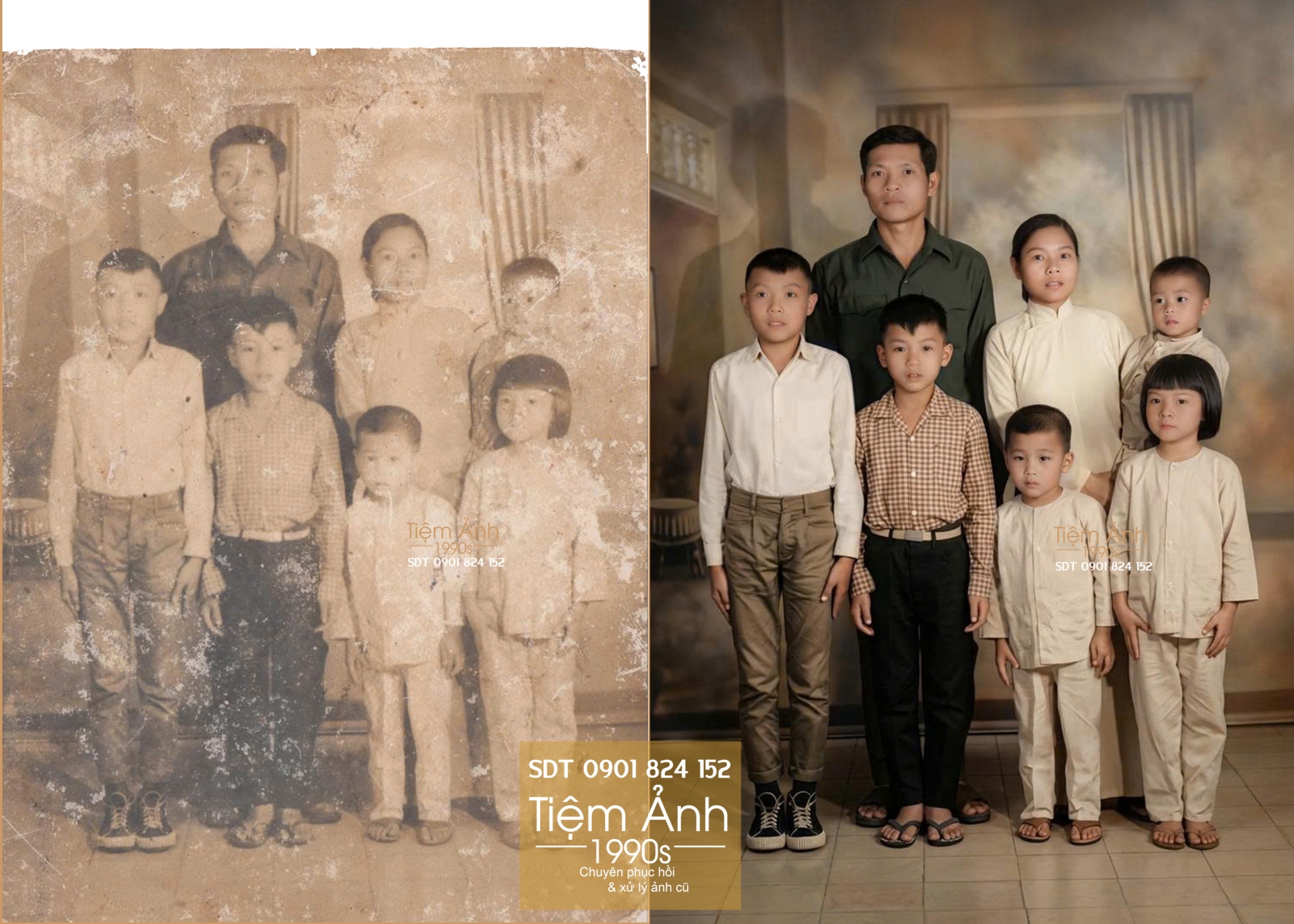 Phục chế ảnh gia đình cũ bằng dịch vụ phục hồi ảnh cũ chuyên nghiệp tại tiệm ảnh