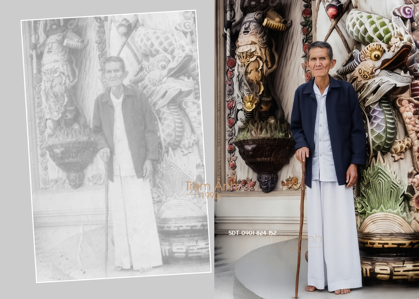 Kỷ niệm gia đình ông chụp ảnh ở tòa thánh Tây nINH