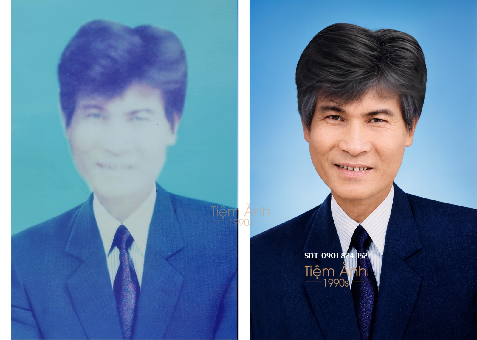 Phục chế ảnh cũ kỷ niệm là ảnh thờ lâu ngày bạc màu và ám tím