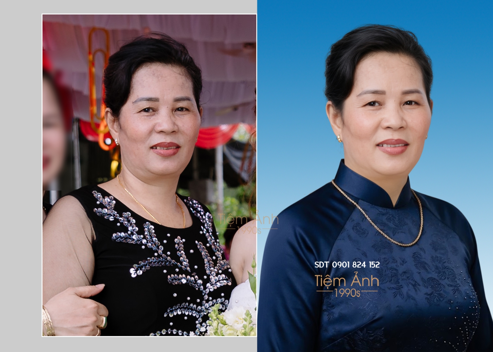 Chân dung người bà được tách từ ảnh chụp đời thường, thay trang phục và nền trang nghiêm.jpg
