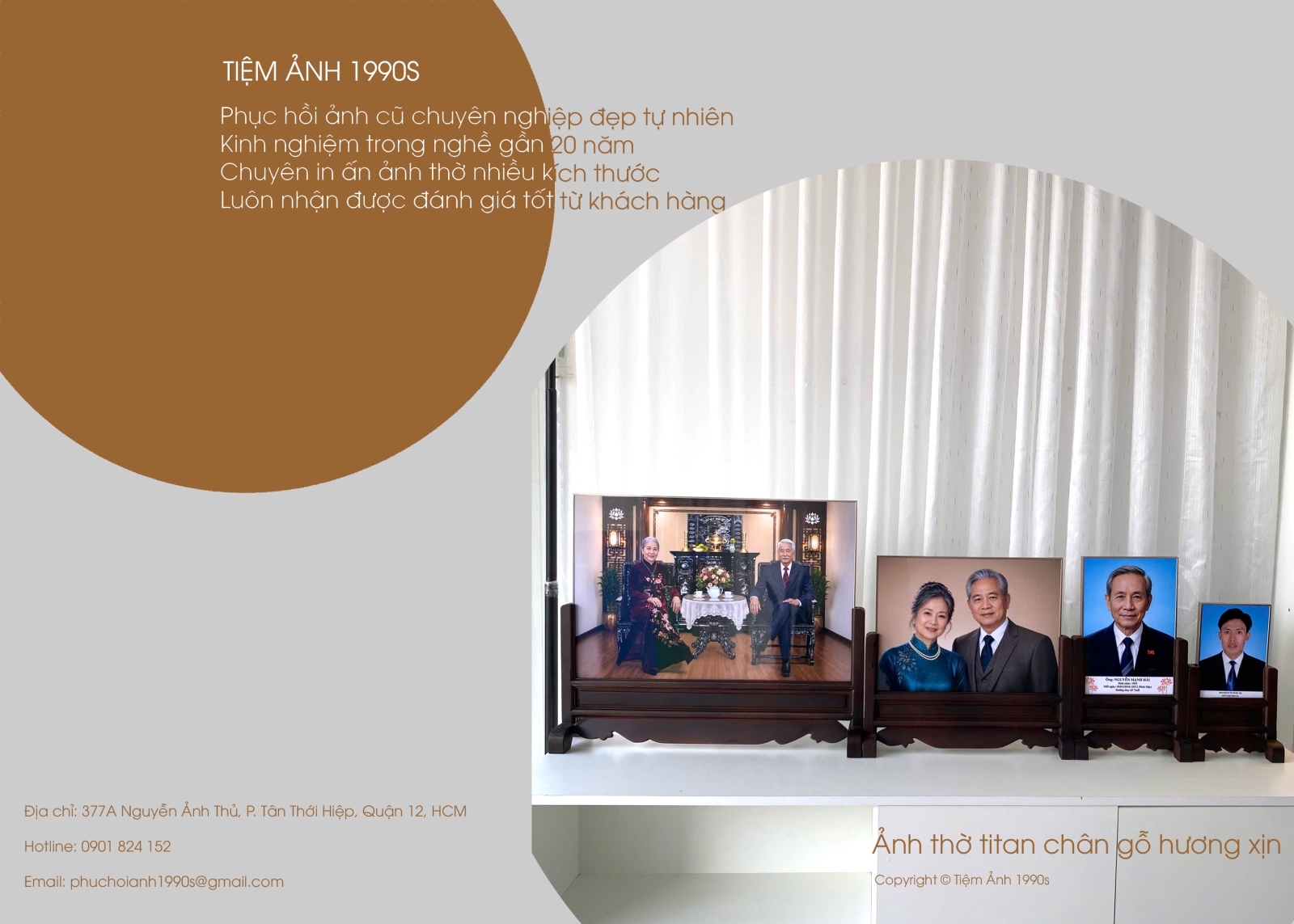 Ảnh thờ titan chân gỗ hương cao cấp bền đẹp 