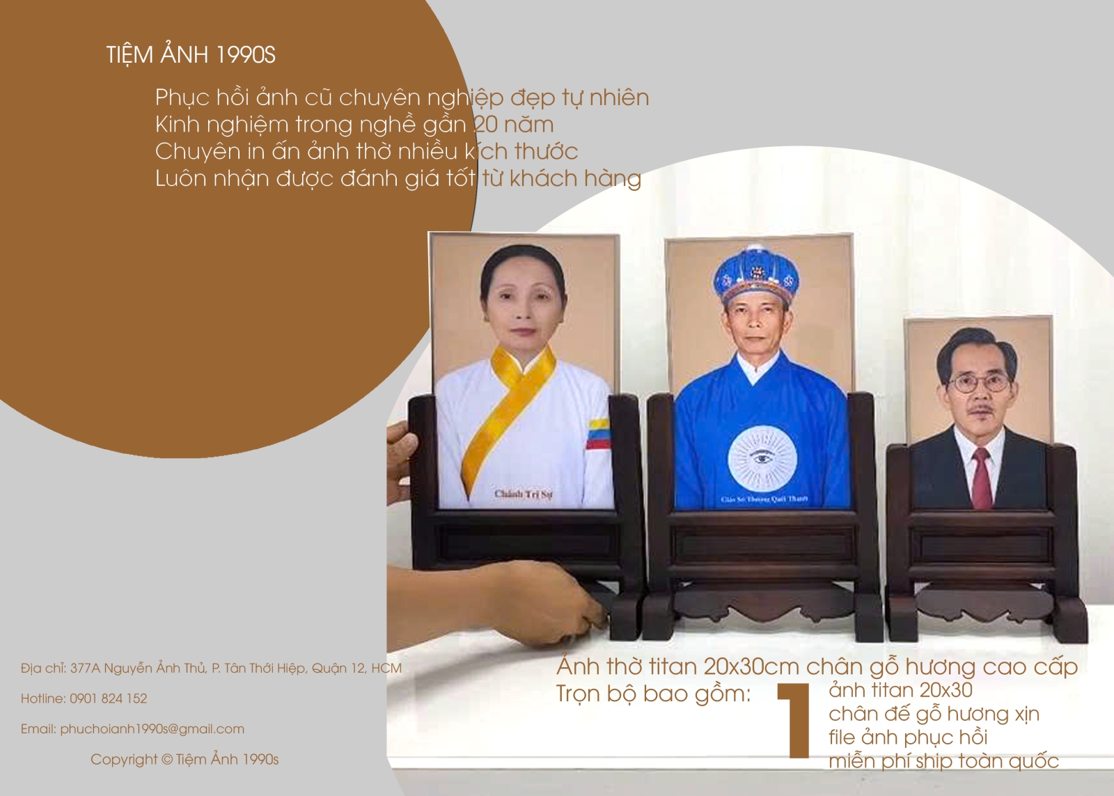 Ảnh thờ titan chân gỗ hương sang trọng