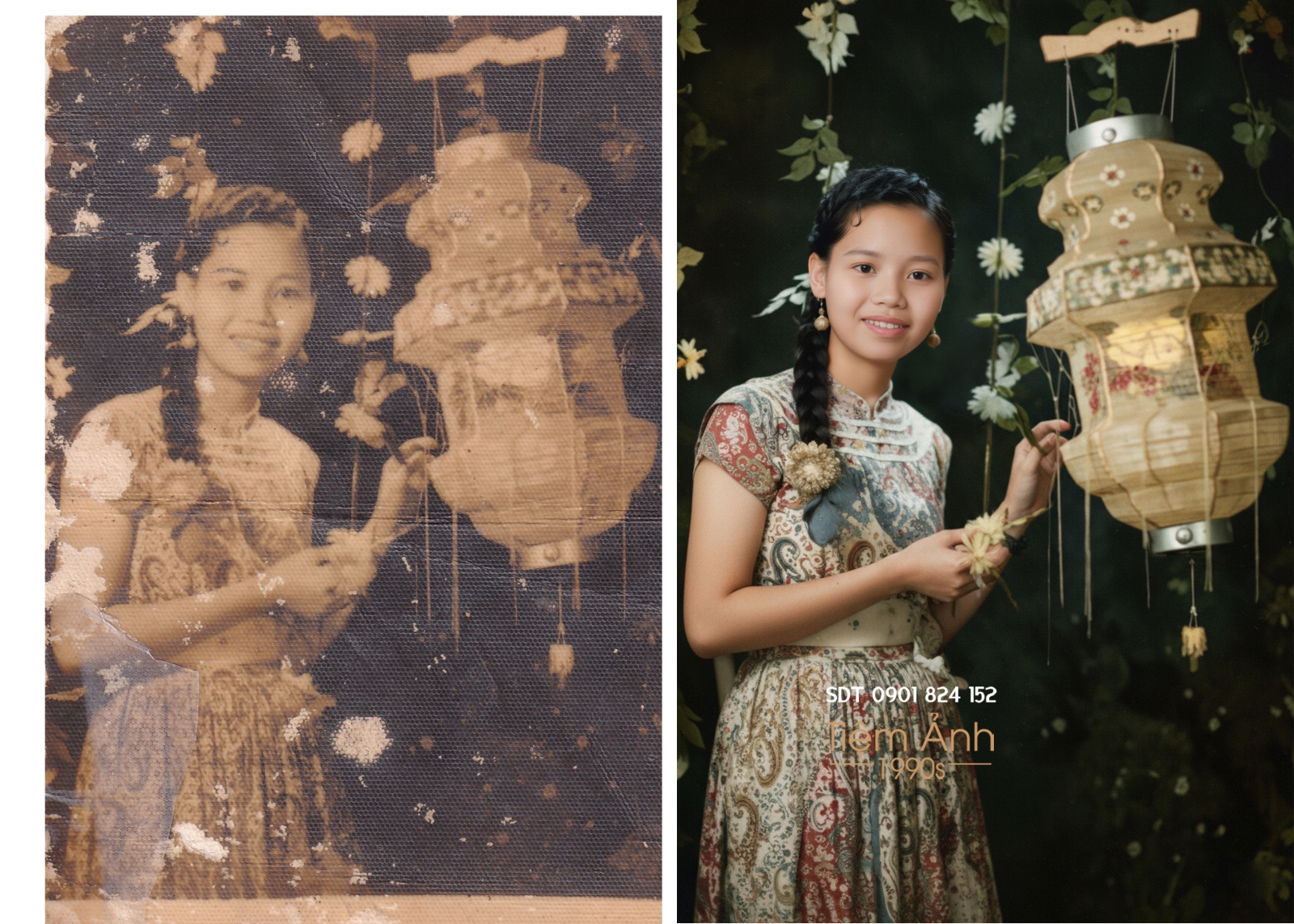 Phục hồi ảnh cũ chuyên nghiệp trước và sau khi chỉnh sửa