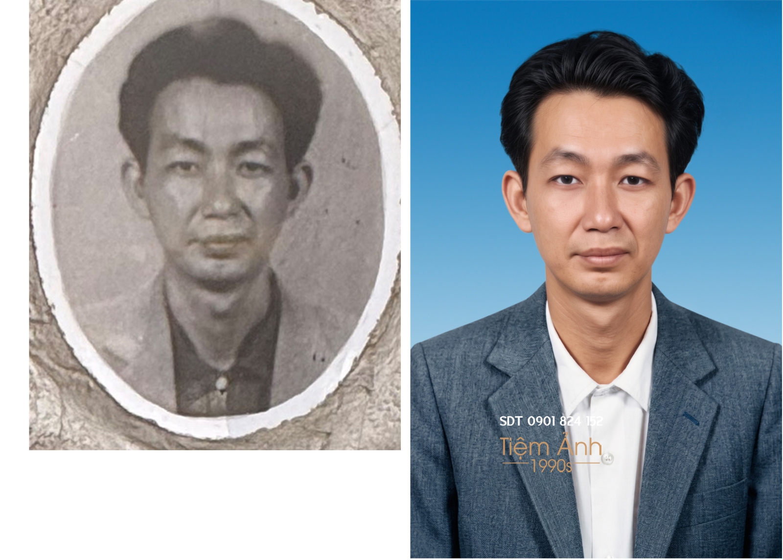 Phục hồi ảnh thờ ông bà từ ảnh trên bia đá