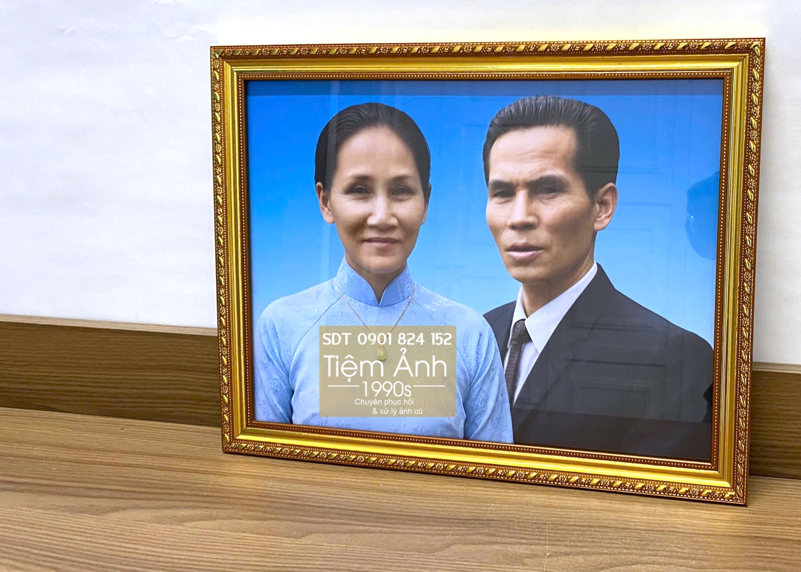 Ghép ảnh thờ song thân trang nghiêm kèm khung ảnh thờ
