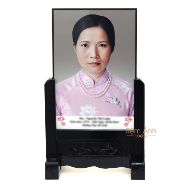 Ảnh Thờ Titan Khung Gỗ Chạm Hoa Sen 20x30cm