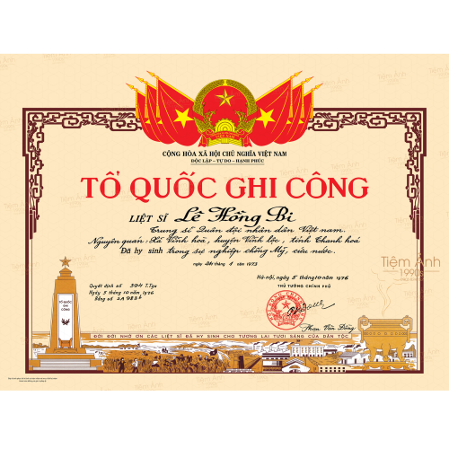Phục Hồi Bằng Tổ Quốc Ghi Công