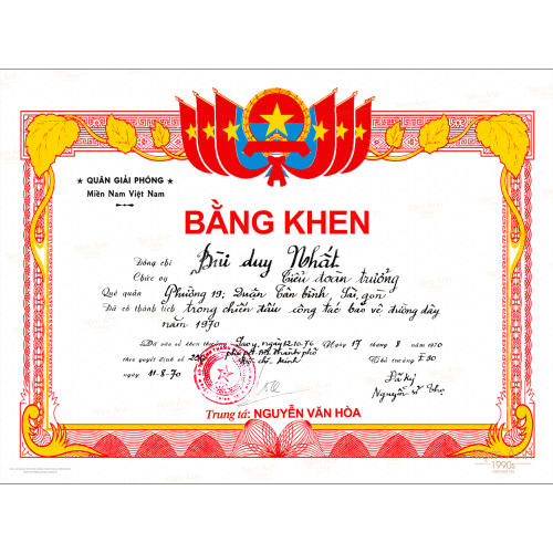 Phục Hồi Bằng Khen Cũ