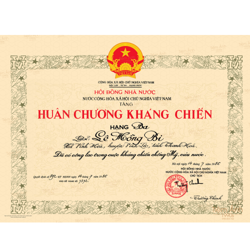 Phục Hồi Huân Chương Kháng Chiến cũ 