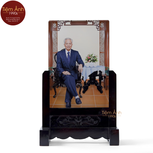 Ảnh Thờ Pha Lê  Ghép Cảnh Ngồi Bàn Trà Size 20x30cm