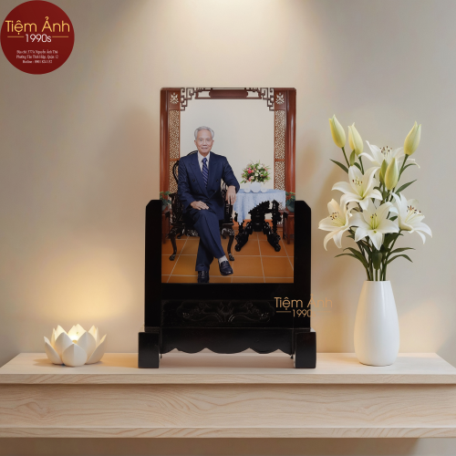 Ảnh Thờ Pha Lê  Ghép Cảnh Ngồi Bàn Trà Size 20x30cm